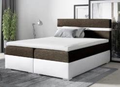 2-farbiges Boxspringbett Mit Bettkasten Und Topper