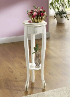 Qualitätshausladen -Qualitätshausladen beistelltisch mit beinen aus massiver buche farbe creme gold