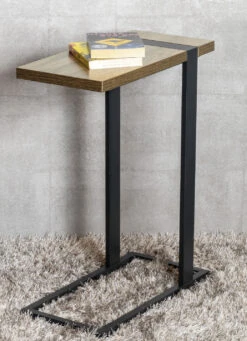 Beistelltisch Mit Schwarz Lackierten Stahlrohrrahmen -Qualitätshausladen beistelltisch mit schwarz lackierten stahlrohrrahmen farbe eiche dunkel schwarz 1