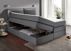 Boxspringbett Mit Doppelfederung Für Höchsten Schlafkomfort -Qualitätshausladen boxspringbett mit doppelfederung fuer hoechsten schlafkomfort farbe grau