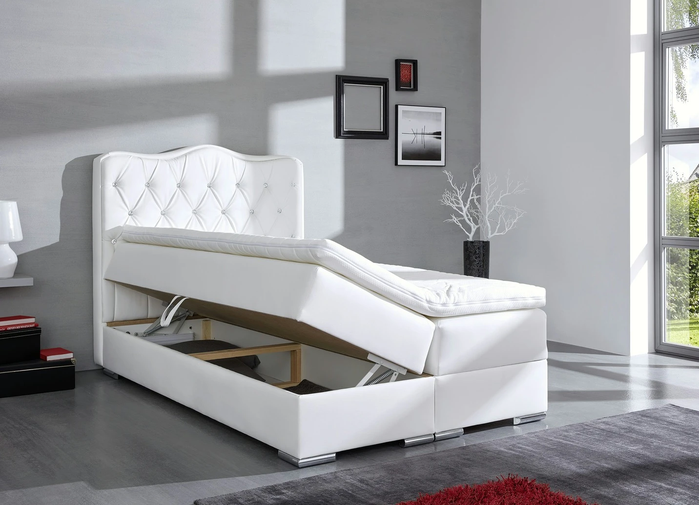 Boxspringbett Mit Edlem Kunstlederbezug 4 Boxspringbett Mit Edlem Kunstlederbezug – Bild 2