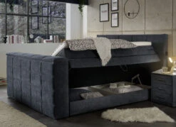 Boxspringbett Mit Elektrisch Versenkbarer TV-Halterung -Qualitätshausladen boxspringbett mit elektrisch versenkbarer tv halterung farbe anthrazit 3