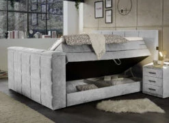 Boxspringbett Mit Elektrisch Versenkbarer TV-Halterung -Qualitätshausladen boxspringbett mit elektrisch versenkbarer tv halterung farbe hellgrau 2