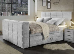 Boxspringbett Mit Elektrisch Versenkbarer TV-Halterung -Qualitätshausladen boxspringbett mit elektrisch versenkbarer tv halterung farbe hellgrau 3