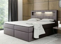 Boxspringbett Mit LED-Beleuchtung Und Bettkasten -Qualitätshausladen boxspringbett mit led beleuchtung und bettkasten farbe braun 2