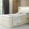 Boxspringbett Mit LED-Beleuchtung Und Bettkasten -Qualitätshausladen boxspringbett mit led beleuchtung und bettkasten farbe creme