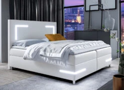 Boxspringbett Mit LED-Beleuchtung Und Topper