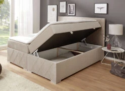 Boxspringbett Mit Topper Und Bettkasten -Qualitätshausladen boxspringbett mit topper und bettkasten farbe creme 1