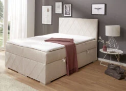 Boxspringbett Mit Topper Und Bettkasten -Qualitätshausladen boxspringbett mit topper und bettkasten farbe creme 2