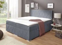 Boxspringbett Mit Topper Und Bettkasten -Qualitätshausladen boxspringbett mit topper und bettkasten farbe grau 2