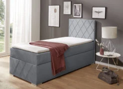 Boxspringbett Mit Topper Und Bettkasten -Qualitätshausladen boxspringbett mit topper und bettkasten farbe grau