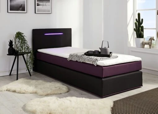 Boxspringbett Mit Topper Und LED-Beleuchtung
