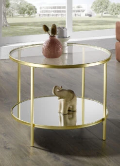 Couchtisch Aus Goldfarben Lackiertem Stahlrohr