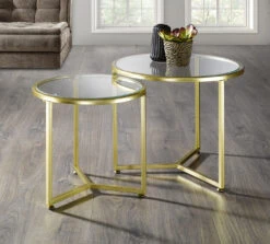 Couchtisch-Set Mit Glasplatte, 2-teilig