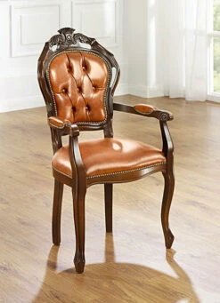 Esszimmer-Stühle Und Sessel Mit Lederbezug -Qualitätshausladen esszimmer stuehle und sessel mit lederbezug farbe dunkelbraunnussbaum 2