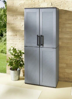 Gartenschrank In Lamellenoptik -Qualitätshausladen gartenschrank in lamellenoptik farbe grau schwarz 2