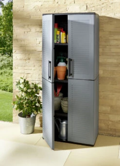 Gartenschrank In Lamellenoptik -Qualitätshausladen gartenschrank in lamellenoptik farbe grau schwarz 3