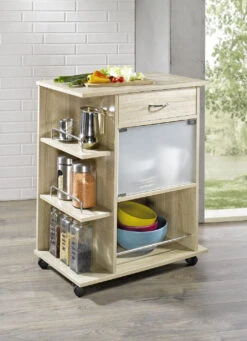 Geräumiger Küchenrollwagen -Qualitätshausladen geraeumiger kuechenrollwagen farbe eiche sonoma