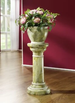 Handbemalte Säule In Marmor-Optik Mit Übertopf