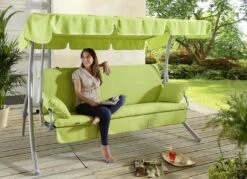 Hollywood-Schaukel Mit Gestell Aus Verzinktem Stahlrohr -Qualitätshausladen hollywood schaukel mit gestell aus verzinktem stahlrohr farbe gruen 1