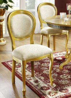 Italienische Stühle Mit Federkernpolsterung -Qualitätshausladen italienische stuehle mit federkernpolsterung farbe gold beige 1
