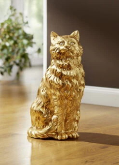 Katze Mit Blattgold Und Strass-Steinen