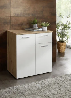 Kombifreundliche Kommodenserie Mit Metallfarbenen Kunststoffgriffen -Qualitätshausladen kombifreundliche kommodenserie mit metallfarbenen kunststoffgriffen farbe weiss artisan eiche 2