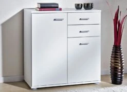 Moderne Kommodenserie Mit Silberfarbenen Kunststoffgriffen -Qualitätshausladen moderne kommodenserie mit silberfarbenen kunststoffgriffen farbe weiss 1