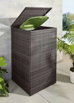 Mülltonnenschrank Aus Witterungsbeständigem Kunststoffgeflecht -Qualitätshausladen muelltonnenschrank aus witterungsbestaendigem kunststoffgeflecht farbe anthrazit