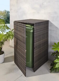Mülltonnenschrank Aus Witterungsbeständigem Kunststoffgeflecht