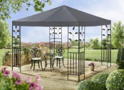 Pavillon Lukas Mit Pulverbeschichtetem Stahlgestell -Qualitätshausladen pavillon lukas mit pulverbeschichtetem stahlgestell farbe grau 1