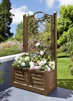 Pflanzkasten Aus Kunststoff In Toller Holz-Optik -Qualitätshausladen pflanzkasten aus kunststoff in toller holz optik farbe braun