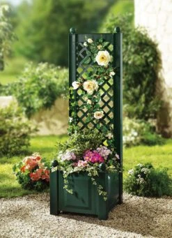 Pflanzkasten Mit Spalier Aus Robustem Kunststoff -Qualitätshausladen pflanzkasten mit spalier aus robustem kunststoff farbe gruen