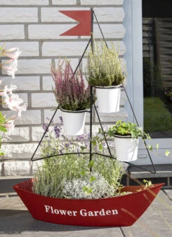 Pflanzschiff Mit 3 Integrierten Blumentöpfe