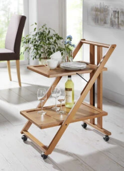 Servierwagen Mit Gestell Aus Massivem Buchenholz -Qualitätshausladen servierwagen mit gestell aus massivem buchenholz farbe kirschbaum