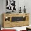 Sideboard Mit LED-Beleuchtung Und Massivholz-Fronten -Qualitätshausladen sideboard mit led beleuchtung und massivholz fronten farbe weiche graphit