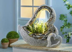 Solar-Pflanzschale Doppelherz Mit LED-Beleuchtung