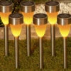 Solarstecker Mit Flackereffekt, 6er-Set -Qualitätshausladen solarstecker mit flackereffekt 6er set farbe silber
