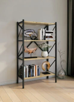 Standregal Mit Rahmen Aus Metall -Qualitätshausladen standregal mit rahmen aus metall farbe honigeiche 2