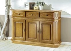 Teilmassive Kommode, 3-türig, Mit Metallgriffen