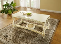 Teilmassiver Couchtisch -Qualitätshausladen teilmassiver couchtisch farbe creme gold