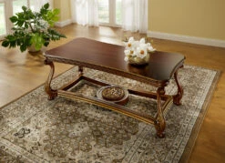 Teilmassiver Couchtisch -Qualitätshausladen teilmassiver couchtisch farbe nussbaum gold