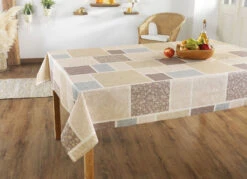Tischdecke In Patchwork-Optik -Qualitätshausladen tischdecke in patchwork optik farbe beige groesse 130
