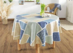 Tischdecke In Patchwork-Optik -Qualitätshausladen tischdecke in patchwork optik farbe blau groesse 108 1