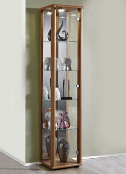 Vitrine, 1-türig, Mit LED-Beleuchtung -Qualitätshausladen vitrine 1 tuerig mit led beleuchtung farbe nussbaum