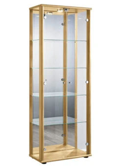 Vitrine, 2-türig, Mit LED-Beleuchtung -Qualitätshausladen vitrine 2 tuerig mit led beleuchtung farbe buche