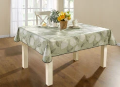 Wachstuch-Tischdecke Mit Ginkgo-Motiven -Qualitätshausladen wachstuch tischdecke mit ginkgo motiven farbe gruen groesse 130