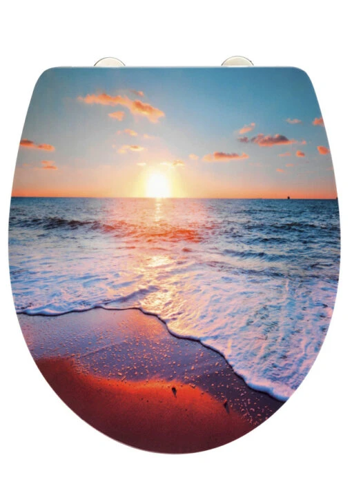 WC-Sitz Mit Eindrucksvollem Motiv Sonnenuntergang Am Meer