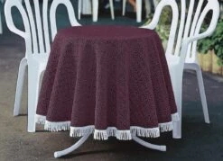 Wind- Und Wetterfeste Gartentischdecke Mit Fransenabschluss -Qualitätshausladen wind und wetterfeste gartentischdecke mit fransenabschluss farbe bordeaux groesse 190