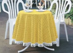 Wind- Und Wetterfeste Gartentischdecke Mit Fransenabschluss -Qualitätshausladen wind und wetterfeste gartentischdecke mit fransenabschluss farbe gelb groesse 190
